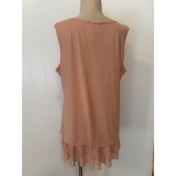 Forgotten Grace Tank Top Womens 2XL Pink Lace Floral Sheer Layered Boho Style - Picture 7 of 12